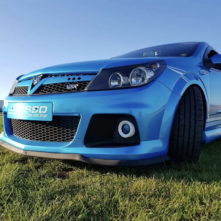 Blue Vauxhall Astra VXR with an SSD number plate